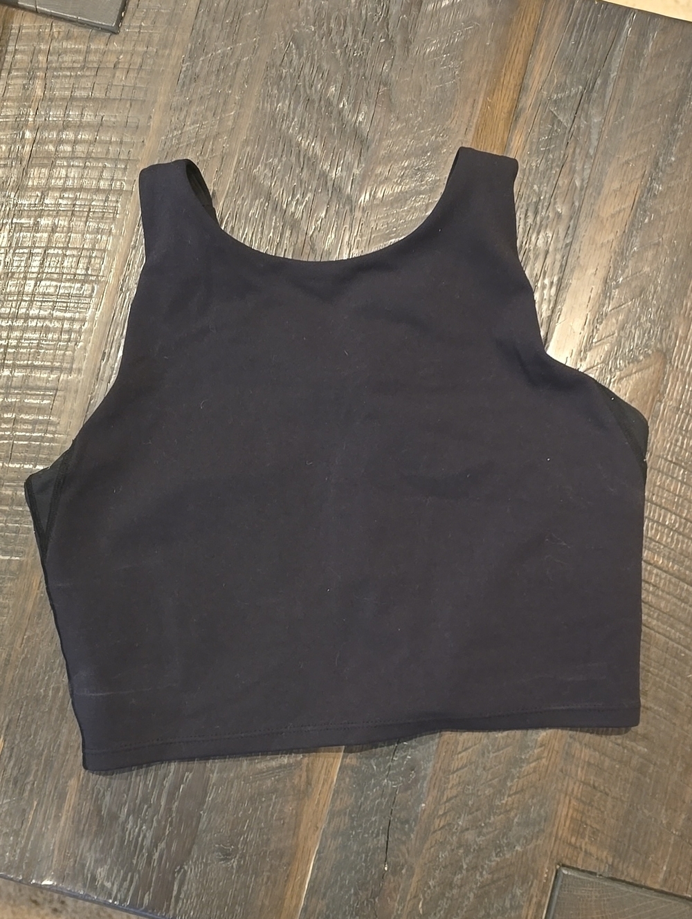 Avia Black Cropped Tank Top With A Built In Sports Bra